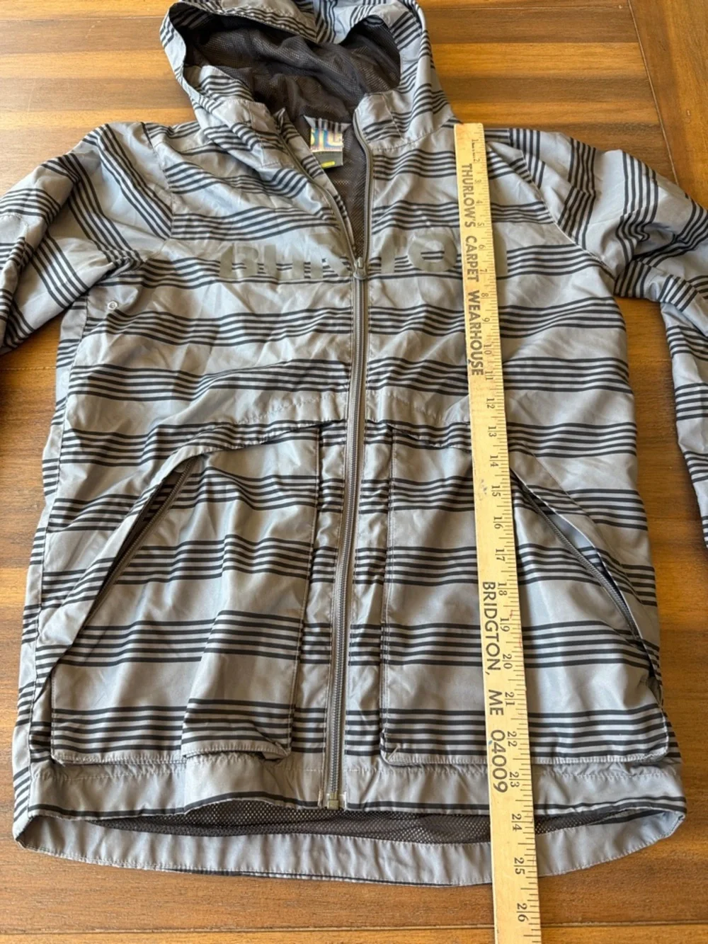 Burton Kids' Dover Gray & Black Striped Hooded Raincoat - NWOT